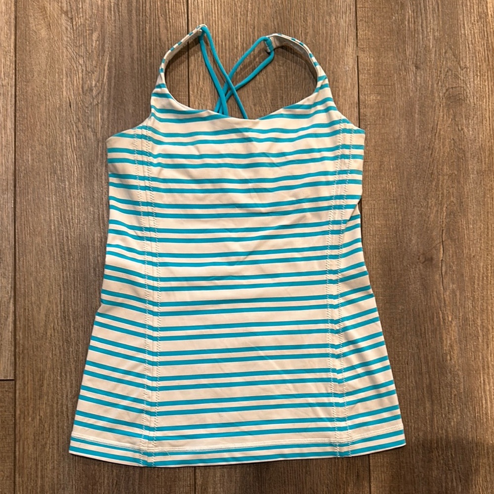 Lululemon Athletica Striped Tank Top - Teal and Cream